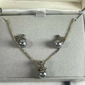 21st and Stone Sterling Silver & Semi Precious Jewelry Set Necklace/Earrings NIB